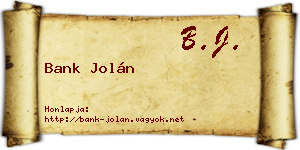 Bank Jolán névjegykártya
